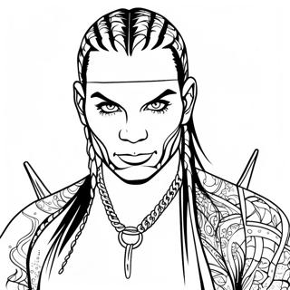 Page à colorier de Jeff Hardy avec des cheveux colorés | Page de coloriage Jeff Hardy