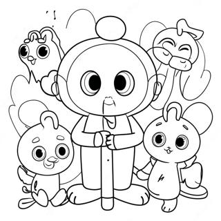 Page à colorier Pinky Malinky avec des amis | Page de coloriage Pinky Malinky