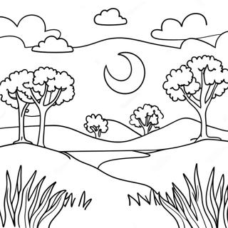 Page à colorier Scène de Nature Minimaliste | Page de coloriage Minimaliste
