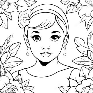 Page à colorier Audrey mignonne avec une fleur | Page de coloriage Audrey
