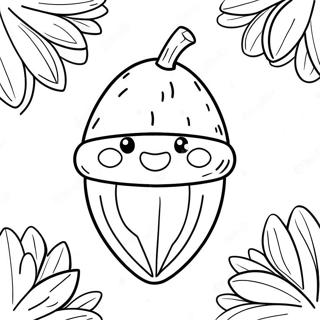 Page à colorier Gland Mignon avec un Visage Souriant | Page de coloriage Gland