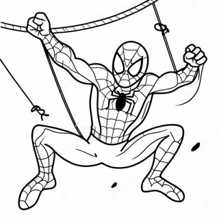 Page à colorier Spiderman Zombie Effrayant en Balancement | Page de coloriage Zombie Spiderman