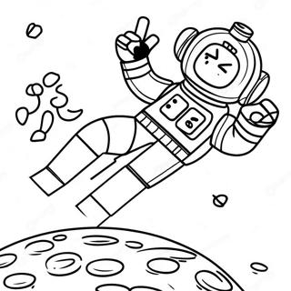 Page à colorier d'un astronaute Lego explorant une planète | Page de coloriage Espace Lego