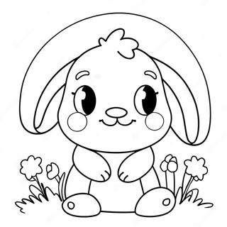 Page à colorier Lapin Mignon avec des Fleurs | Page de coloriage Impression de Lapin