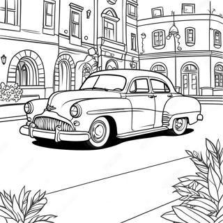 Page à colorier de voiture rétro vintage | Page de coloriage Rétro