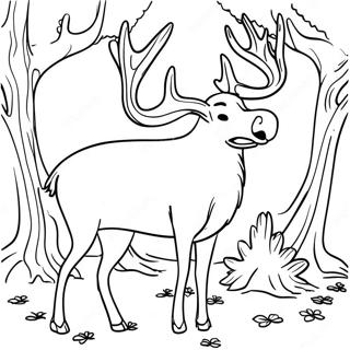 Page à colorier de bois de cerf réaliste | Page de coloriage Corne de cerf
