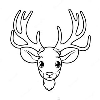 Page à colorier Cerf de dessin animé avec des bois | Page de coloriage Corne de cerf