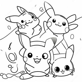 Page à colorier évolution Pikachu charmant | Page de coloriage Évolution de Pokemon