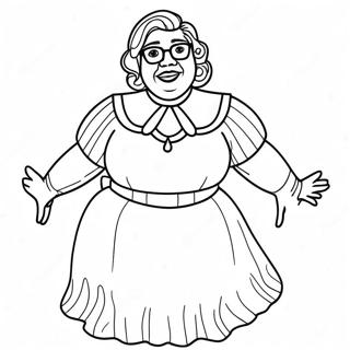Page à colorier de Madea drôle en robe | Page de coloriage Madea