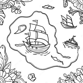 Page à colorier de carte au trésor cachée | Page de coloriage Caché