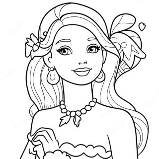Page à colorier de Noël de Barbie | Page de coloriage Barbie Noël