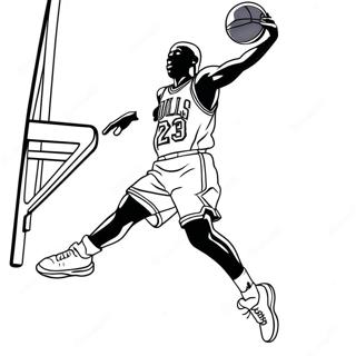 Page à colorier de Michael Jordan sautant pour un dunk | Page de coloriage Michael Jordan
