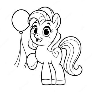 Page à colorier de Pinkie Pie heureuse avec des ballons | Page de coloriage Pinkie Pie