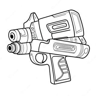 Page à colorier de blaster Nerf coloré | Page de coloriage Fusil Nerf