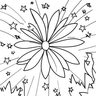 Page à colorier de spectacle de feu d'artifice coloré | Page de coloriage Feu d'artifice