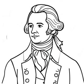 Page à colorier portrait d'Alexander Hamilton | Page de coloriage Hamilton