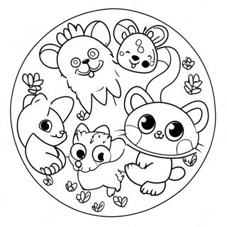 Page à colorier cercle d'animaux mignons | Page de coloriage Cercle