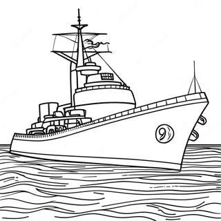 Page à colorier de bateau de guerre | Page de coloriage Bataille navale