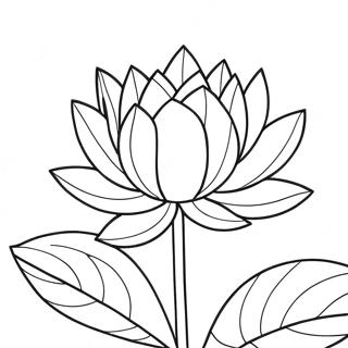Page à colorier d'un beau lotus en fleur | Page de coloriage Lotus