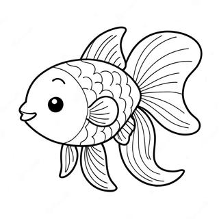 Page à colorier de poisson rouge mignon en dessin animé | Page de coloriage Poisson rouge