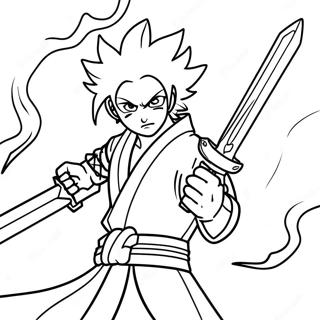 Page à colorier de Rengoku avec une épée enflammée | Page de coloriage Rengoku