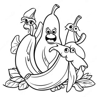 Page à colorier Famille de bananes heureuses | Page de coloriage Banane