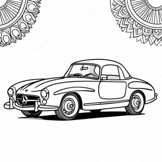Page à colorier Voiture Mercedes classique | Page de coloriage Mercedes