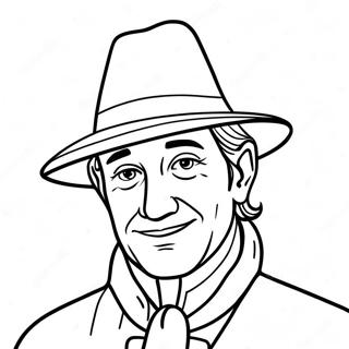 Page à colorier de pèlerin avec chapeau pour Thanksgiving | Page de coloriage Pèlerin