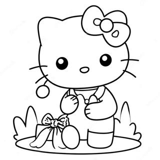 Page à colorier Hello Kitty et Cher Daniel | Page de coloriage Hello Kitty et Cher Daniel