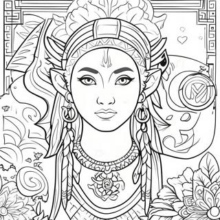 Page à colorier des éléments et symboles Avatar | Page de coloriage Avatar