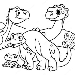 Page à colorier Petit Pied et ses amis | Page de coloriage Le Temps d'avant