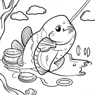 Page à colorier de pêche | Page de coloriage Pêche
