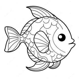 Page à colorier de poisson mignon nageant | Page de coloriage Pêche