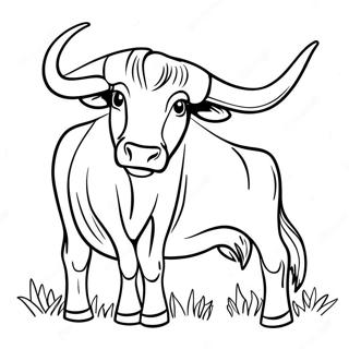 Page à colorier de taureau Longhorn du Texas | Page de coloriage Texas