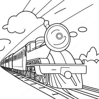 Page à colorier Voyage en train coloré | Page de coloriage Transport