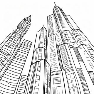 Page à colorier de gratte-ciels colorés | Page de coloriage Bâtiments
