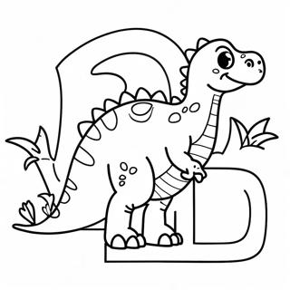 Page à colorier Lettre D sur le thème des dinosaures | Page de coloriage Lettre D