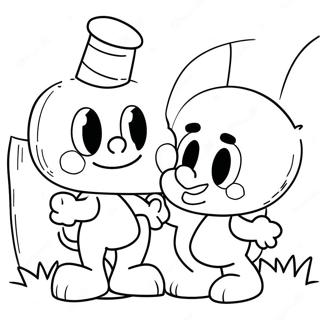 Page à colorier Aventure de Cuphead et Mugman | Page de coloriage Cuphead