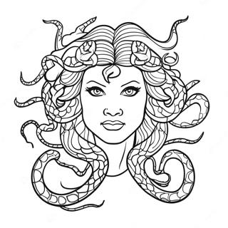 Page à colorier Méduse mythique avec des serpents | Page de coloriage Méduse