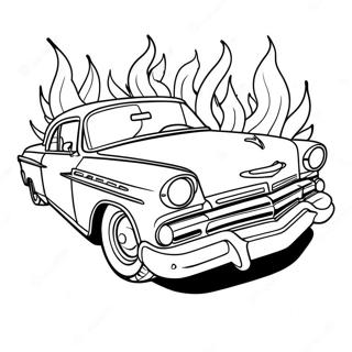 Page à colorier Classic Low Rider avec flammes | Page de coloriage Basse Rider