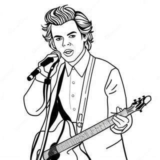 Page à colorier de Harry Styles en performance sur scène | Page de coloriage Harry Styles