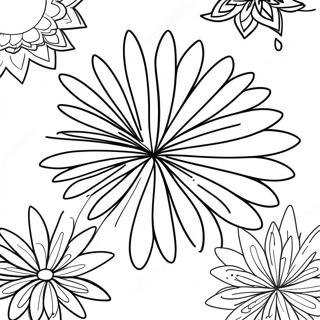 Page à colorier de feux d'artifice colorés dans le ciel nocturne | Page de coloriage Feux d'artifice