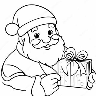 Page à colorier le Père Noël Joyeux avec des Cadeaux | Page de coloriage Père Noël