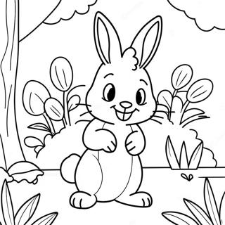 Page à colorier de Pierre Lapin mignon dans le jardin | Page de coloriage Pierre Lapin
