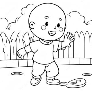 Page à colorier Caillou jouant dehors | Page de coloriage Caillou