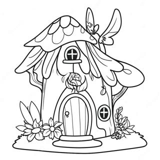 Page à colorier maison de fée | Page de coloriage Maison de Fée