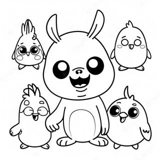 Page à colorier de Booba amusant avec des amis | Page de coloriage Booba