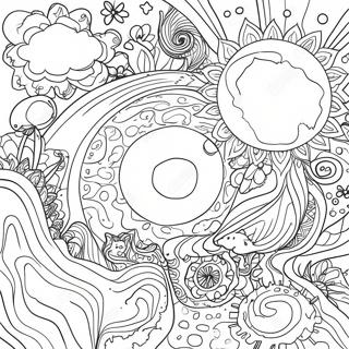 Page à colorier d'une scène de galaxie colorée | Page de coloriage Galaxie