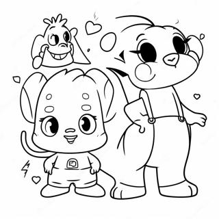 Page à colorier des personnages de dessins animés des années 90 | Page de coloriage années 90