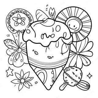 Page à colorier des décorations colorées de la fiesta | Page de coloriage Fiesta